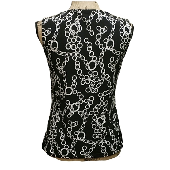 Nine West Chain Print Sleeveless Blouse Size Small Black & White - Picture 5 of 9